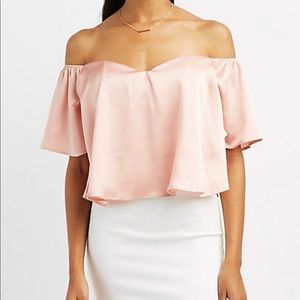 Satin sweetheart off- shoulder